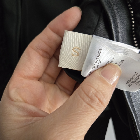 Black Sherpa Jacket with Leather Accents - Picture 10 of 12